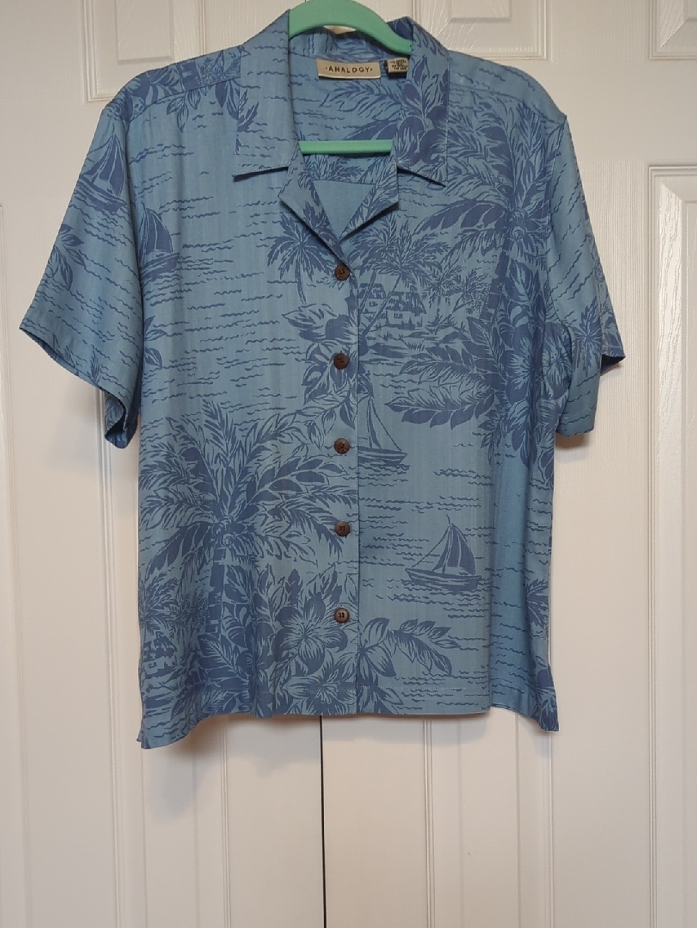 Hawaiian Button Down Shirt Sleeve   Blouse XL